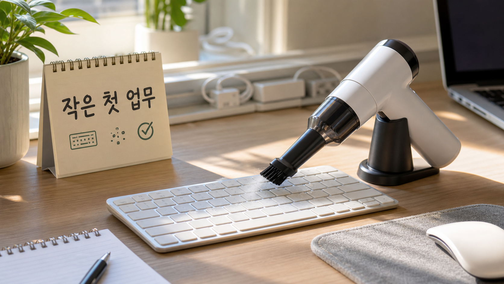 작은 첫 업무로 책상 정리