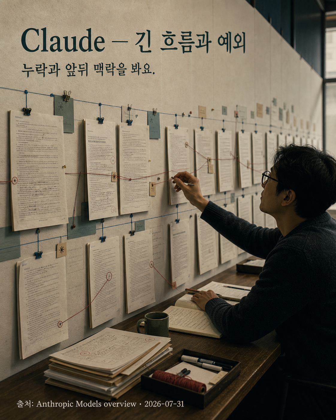 긴 문서의 여러 버전과 누락을 연결하는 Claude 검토실