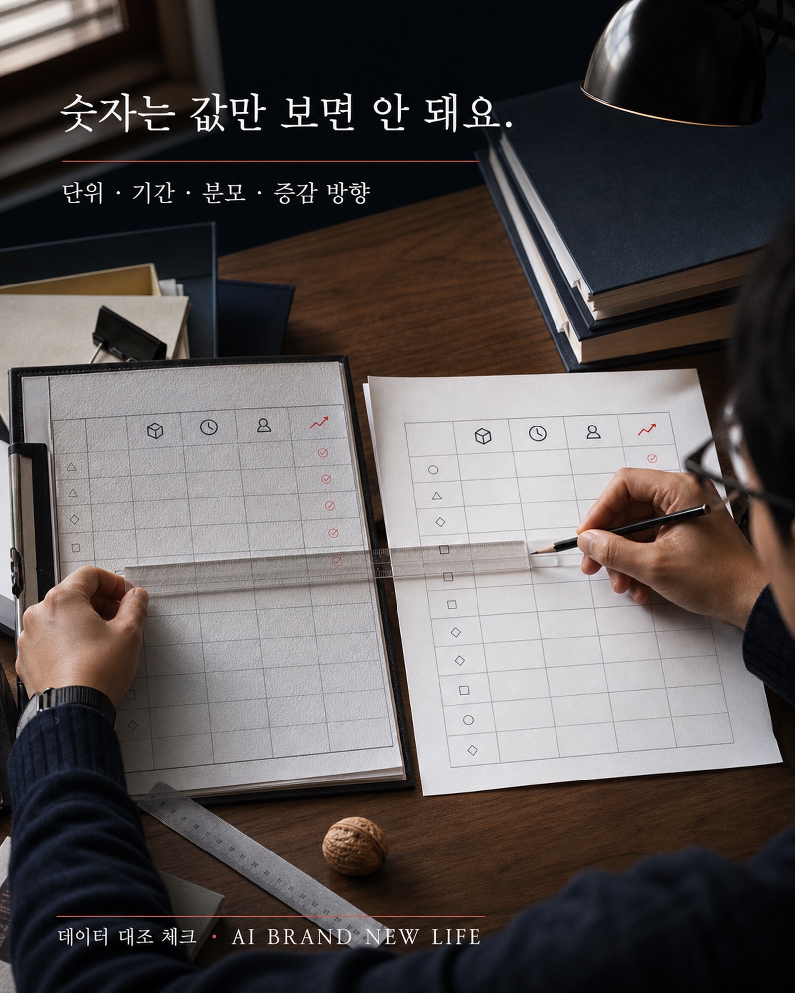 숫자의 단위 기간 분모를 비교하는 장면