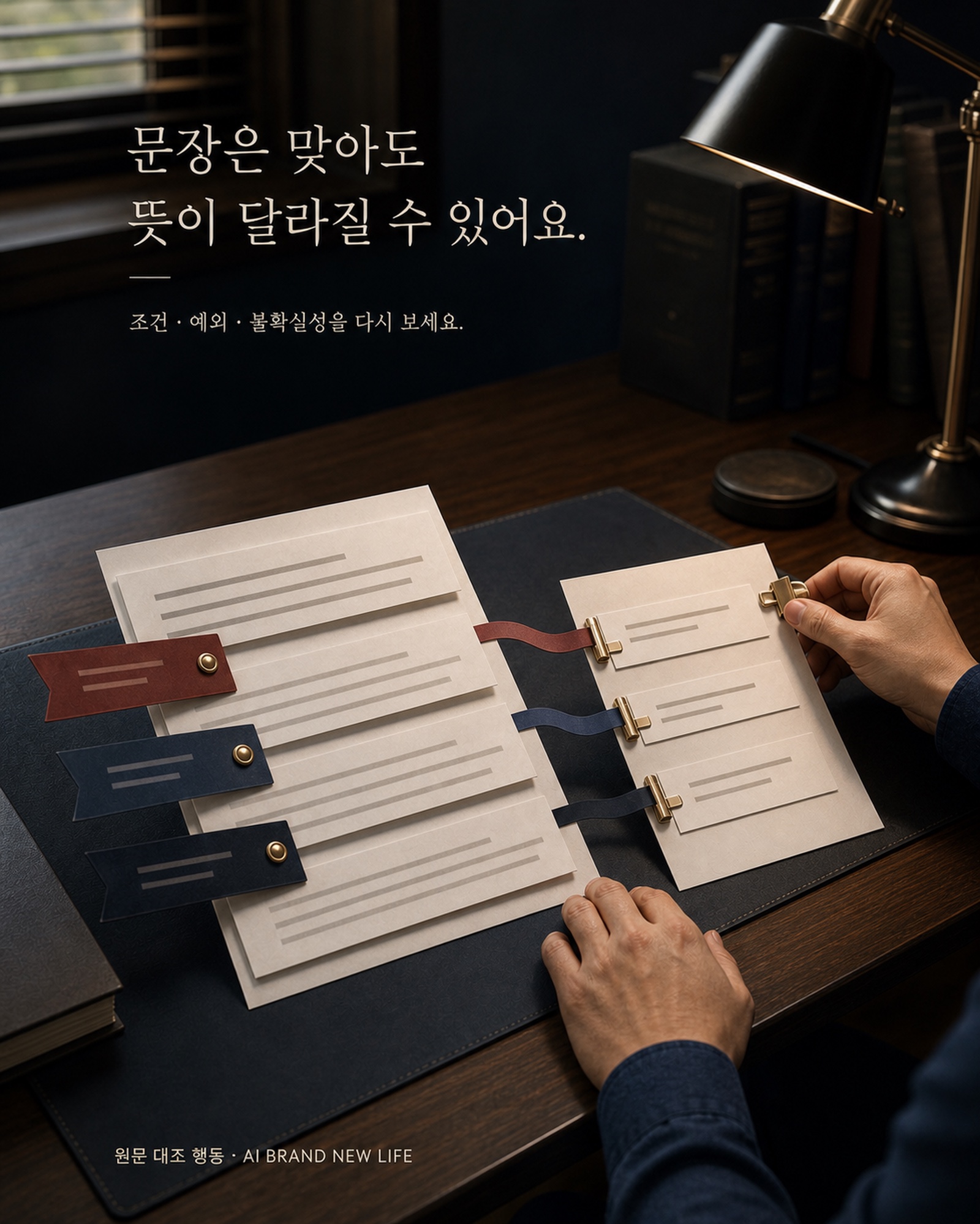 요약 답변과 원문의 뜻을 대조하는 장면