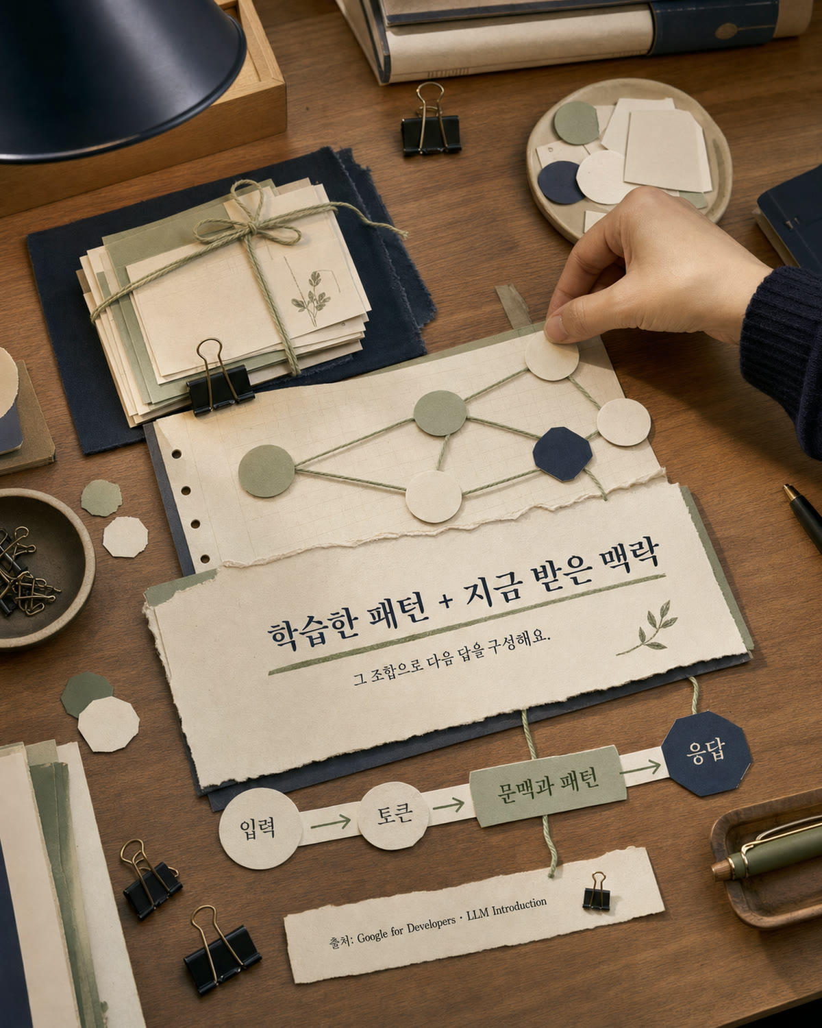 학습한 패턴과 현재 맥락으로 응답을 구성하는 편집 작업대