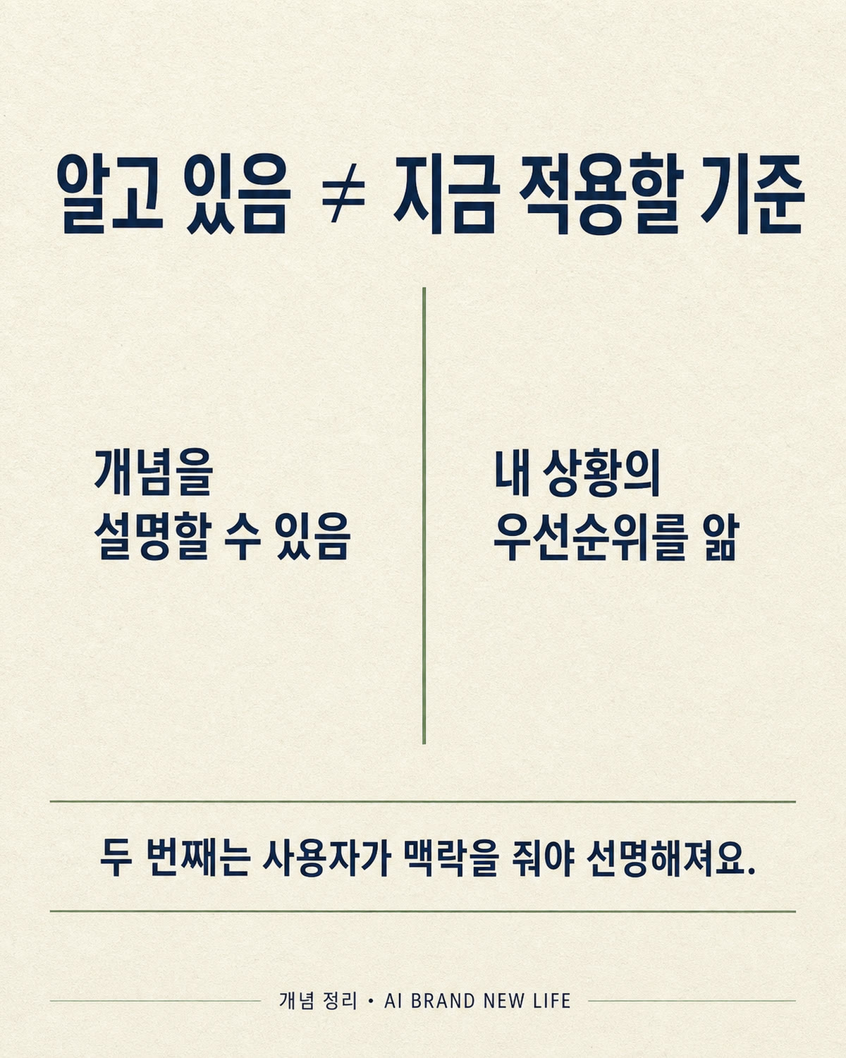 개념을 아는 것과 내 상황에 적용할 기준을 아는 것의 차이