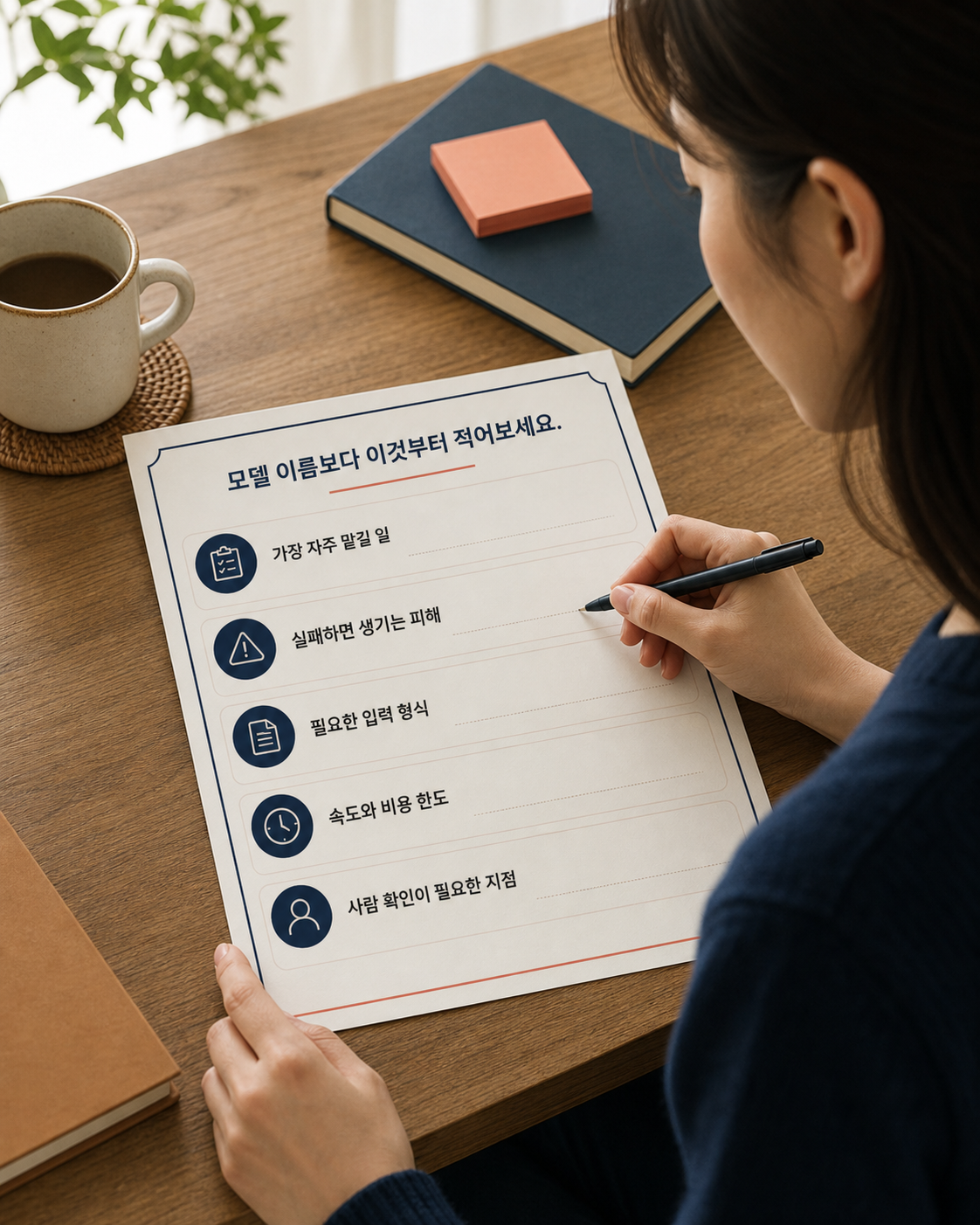 업무와 실패 피해와 승인선을 적는 최종 선택 체크리스트