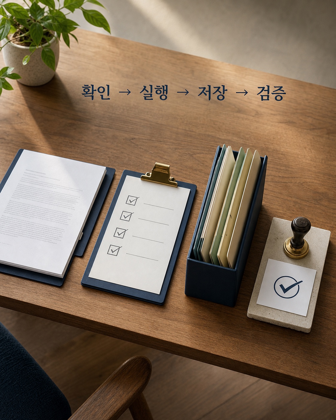 확인 실행 저장 검증의 반복 업무 구조