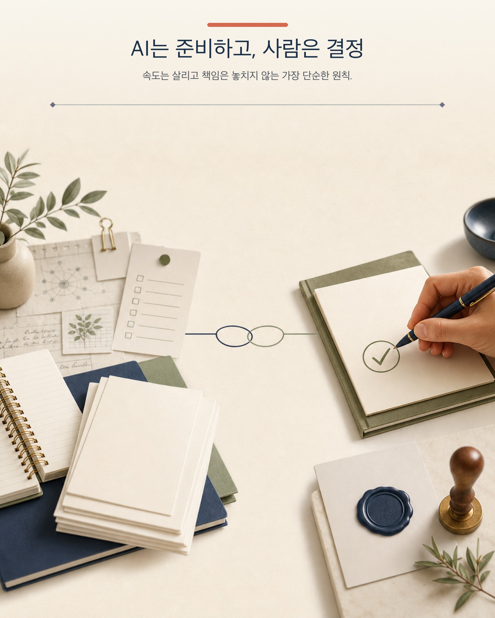 AI는 준비하고 사람은 결정하는 결론 이미지