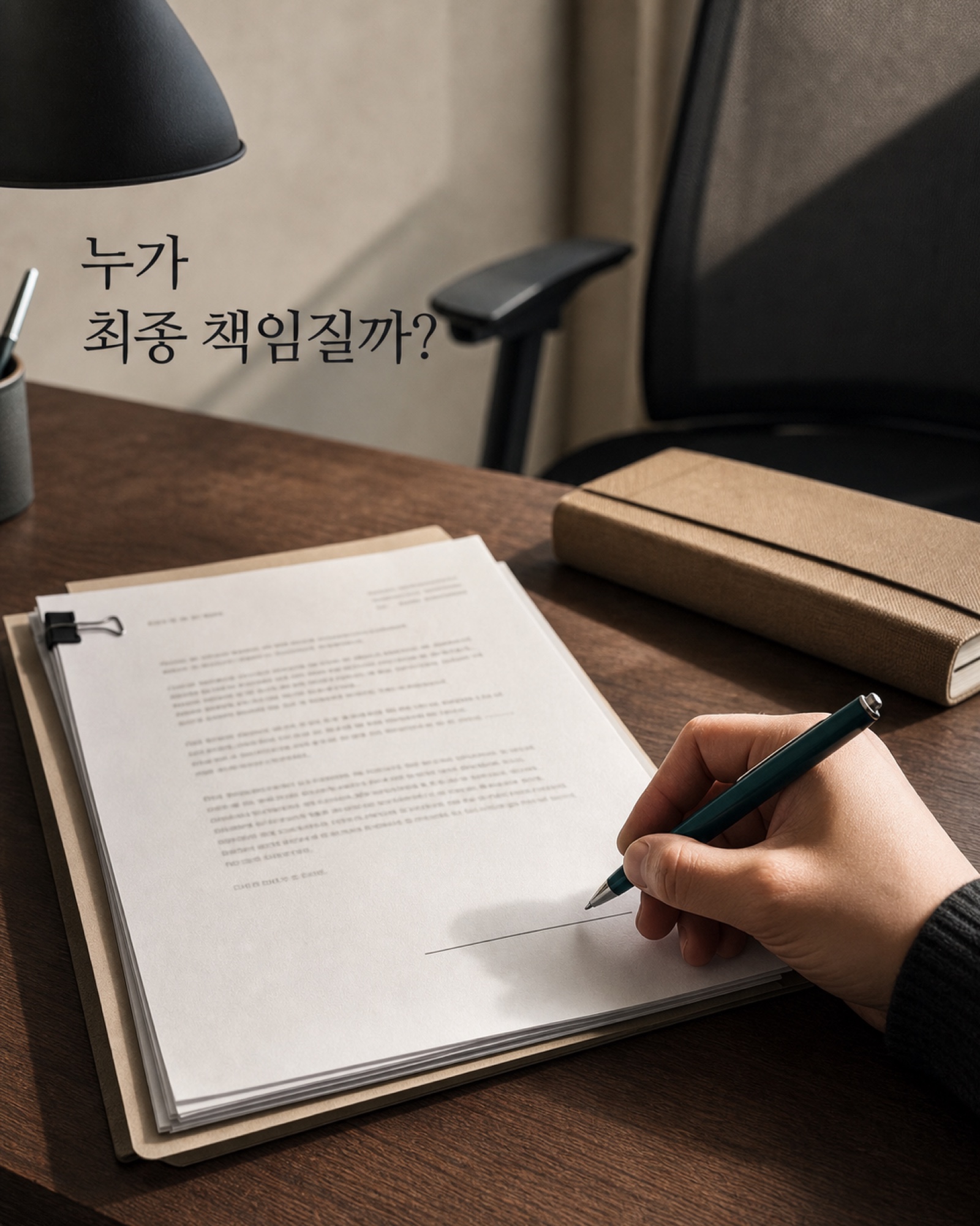 완성된 초안 옆 최종 승인 자리가 비어 있는 장면